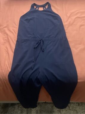 Marshalls Navy Zip-Front Halter Jumpsuit